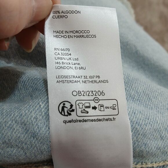 Free People We The Free Denim Pinafore Dress Light Wash Button Front Mini Large - Picture 15 of 16